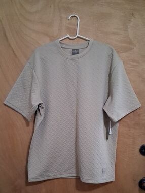 Textured Crewneck T-Shirt in Beige